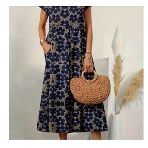 Blue/Tan Flower Dress